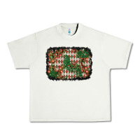 Pistachio christmas ornament and diamond plaid  background Urban Heavy Tee - BundleAndBundleShop