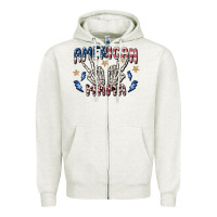 Oatmeal Heather american mama Zipper Hoodie - MaliasSmallBusiness