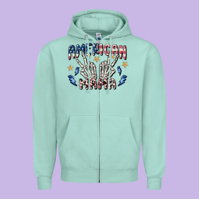 American Mama Zipper Hoodie Designed By Maliassmallbusiness