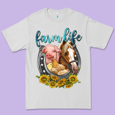 Premium Tee chicken pig horse farm life