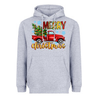 Heather Grey merry christmas truck Heavyweight Hoodie - MaliasSmallBusiness