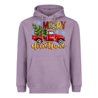 Lavender merry christmas truck Heavyweight Hoodie - MaliasSmallBusiness