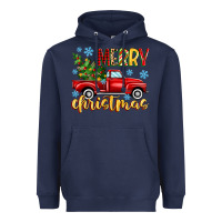 Navy merry christmas truck Heavyweight Hoodie - MaliasSmallBusiness