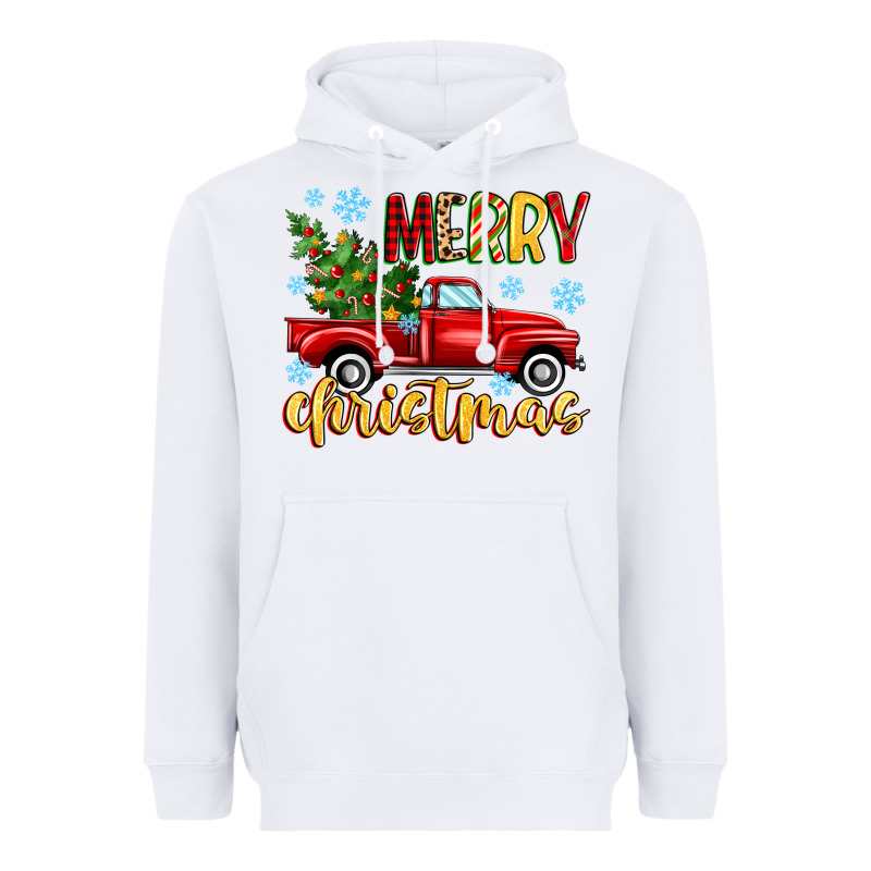 Merry Christmas Truck Heavyweight Hoodie by MaliasSmallBusiness | Teevron