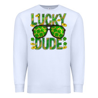 White Lucky Dude St Patricks Premium Sweatshirt - BundleAndBundleShop