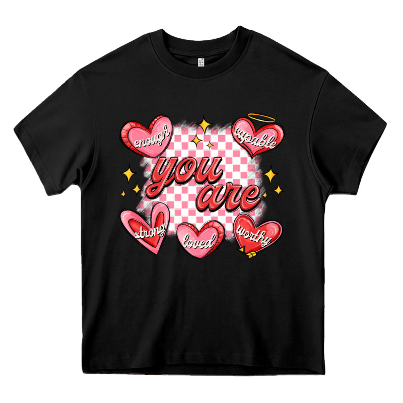 Valentines Day Positive Affirmations Heavy Core Tee by MaliasSmallBusiness | Teevron