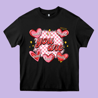 Valentines Day Positive Affirmations Heavy Core Tee Designed By Maliassmallbusiness