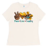 Bone peace love country cowhide cowboy hat Ladies Tee - AdoDesignShop