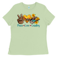 Matcha peace love country cowhide cowboy hat Ladies Tee - AdoDesignShop