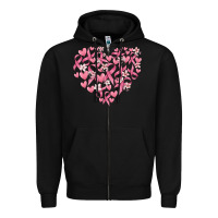 Black breast cancer awareness heart Zipper Hoodie - MaliasSmallBusiness