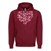 Burgundy breast cancer awareness heart Zipper Hoodie - MaliasSmallBusiness