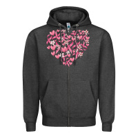 Charcoal Heather breast cancer awareness heart Zipper Hoodie - MaliasSmallBusiness