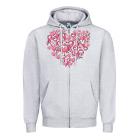 Heather Grey breast cancer awareness heart Zipper Hoodie - MaliasSmallBusiness