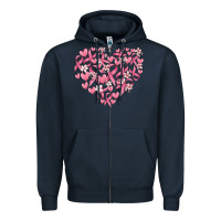 Navy breast cancer awareness heart Zipper Hoodie - MaliasSmallBusiness