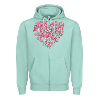 Seafoam breast cancer awareness heart Zipper Hoodie - MaliasSmallBusiness