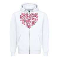 White breast cancer awareness heart Zipper Hoodie - MaliasSmallBusiness