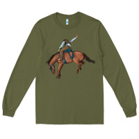 Army Green bucking bronco cowboy rodeo Long Sleeve Tee - Artiststas