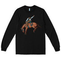 Black bucking bronco cowboy rodeo Long Sleeve Tee - Artiststas