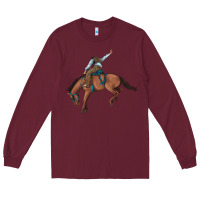 Burgundy bucking bronco cowboy rodeo Long Sleeve Tee - Artiststas
