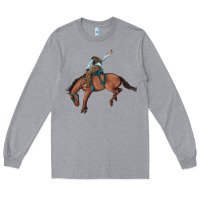 Heather Grey bucking bronco cowboy rodeo Long Sleeve Tee - Artiststas