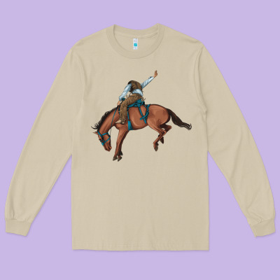 Bucking Bronco Cowboy Rodeo Long Sleeve Tee Designed By Artiststas