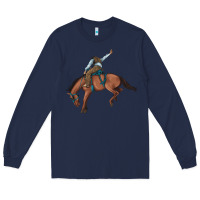 Navy bucking bronco cowboy rodeo Long Sleeve Tee - Artiststas