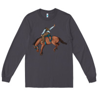 Smoke bucking bronco cowboy rodeo Long Sleeve Tee - Artiststas