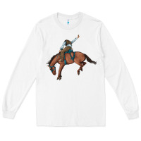 White bucking bronco cowboy rodeo Long Sleeve Tee - Artiststas