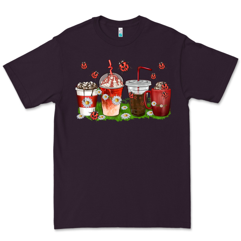 Coffee Cups Lady Bug With Daisies Premium Tee by texasbilliewilder | Teevron