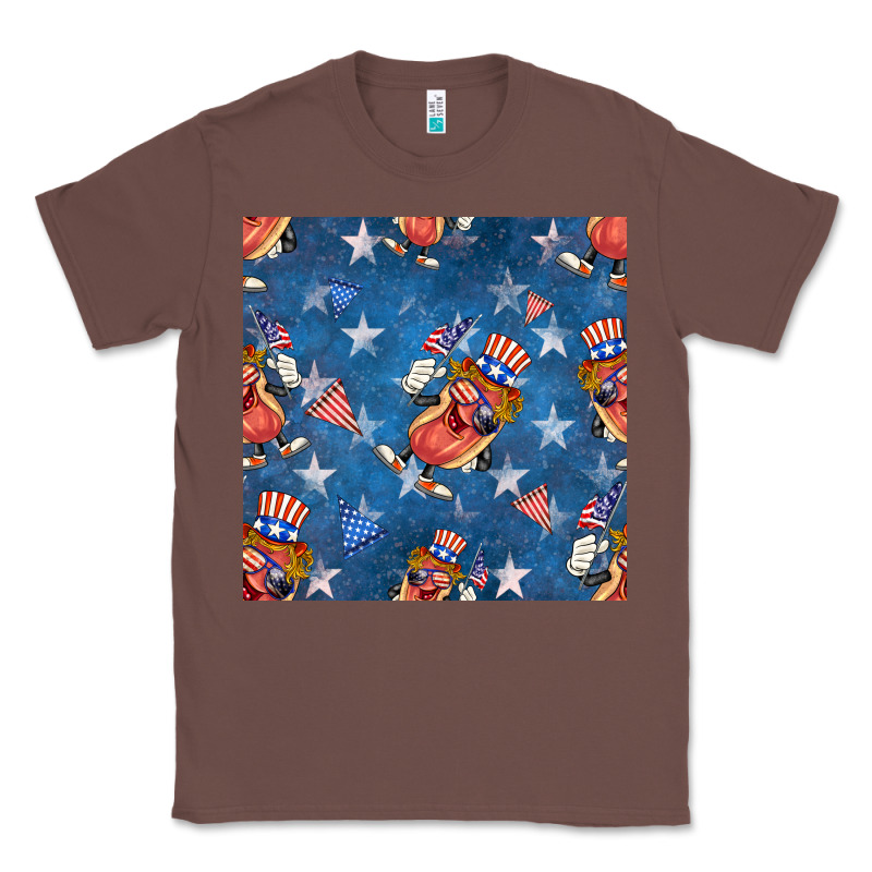 4th Of July Hotdog Seamless Pattern Classic Tee by BundleAndBundleShop | Teevron
