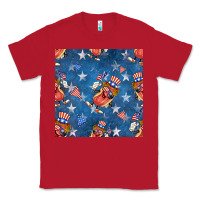 Red 4th of july hotdog seamless pattern Classic Tee - BundleAndBundleShop
