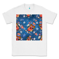 White 4th of july hotdog seamless pattern Classic Tee - BundleAndBundleShop