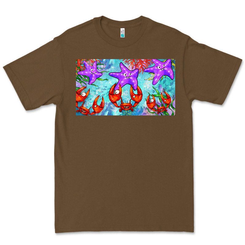 Crab And Starfish  Cup Premium Tee by BarkalooDesign | Teevron