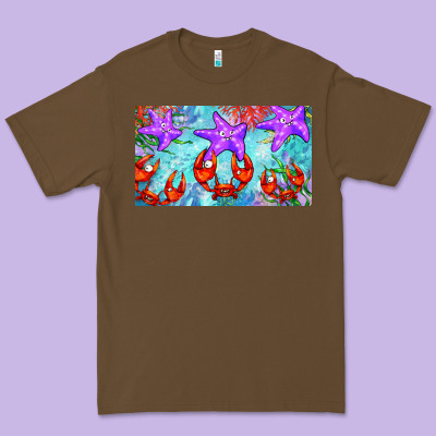 Crab And Starfish  Cup Premium Tee Designed By Barkaloodesign