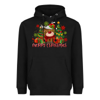 Black merry christmas reindeer Heavyweight Hoodie - MaliasSmallBusiness