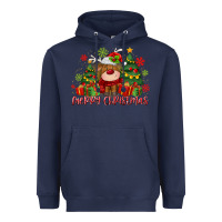 Navy merry christmas reindeer Heavyweight Hoodie - MaliasSmallBusiness