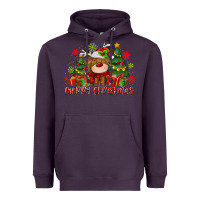 Plum merry christmas reindeer Heavyweight Hoodie - MaliasSmallBusiness