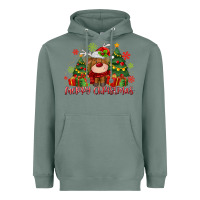 Sage merry christmas reindeer Heavyweight Hoodie - MaliasSmallBusiness