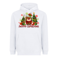 White merry christmas reindeer Heavyweight Hoodie - MaliasSmallBusiness