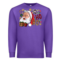 Purple Santa Ho Ho Ho With Gift Box Premium Sweatshirt - BundleAndBundleShop