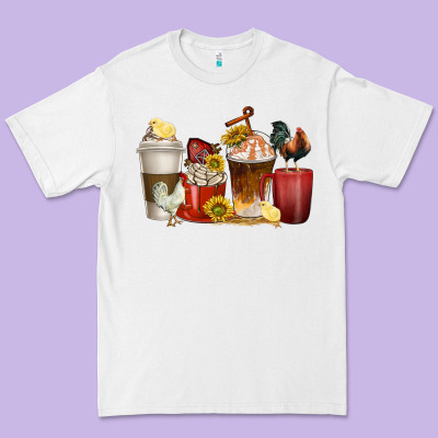 Premium Tee coffee cups rooster