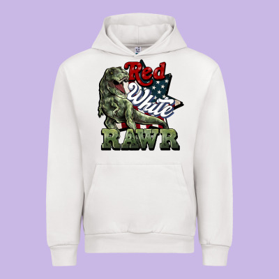 Red White Rawr 4th Of July Urban Hoodie Designed By Howdyjamesfarm