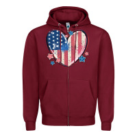 Burgundy usa heart Zipper Hoodie - MaliasSmallBusiness