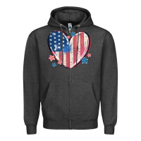 Charcoal Heather usa heart Zipper Hoodie - MaliasSmallBusiness