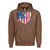 Chestnut usa heart Zipper Hoodie - MaliasSmallBusiness
