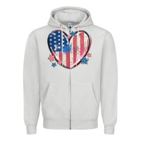 Dove Grey usa heart Zipper Hoodie - MaliasSmallBusiness