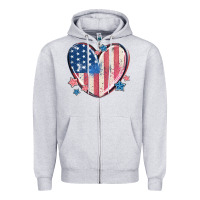 Heather Grey usa heart Zipper Hoodie - MaliasSmallBusiness