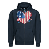 Navy usa heart Zipper Hoodie - MaliasSmallBusiness