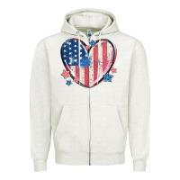 Oatmeal Heather usa heart Zipper Hoodie - MaliasSmallBusiness