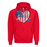Red usa heart Zipper Hoodie - MaliasSmallBusiness